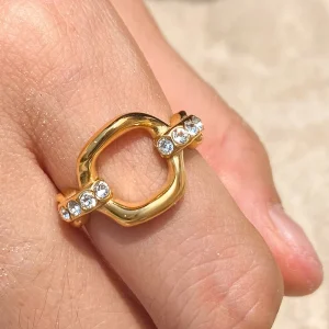 Women’s Fashion Ring European American Style Stainless Steel Non Fading Rhinestone Cross Border Ring