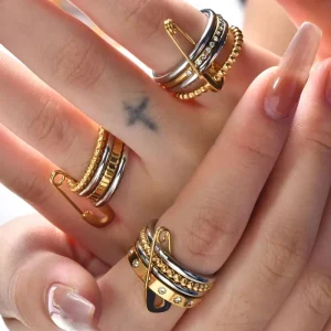 Women’s Fashion Ring Stainless Steel Multi-Layer Wear Not Fade Ring