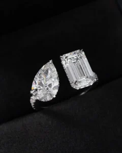 Women’s Fashion Rings 10K 14K 18K Gold Silver Ring Custom Pear Cut Two Lab Diamond Ring Engagement Rings for Women