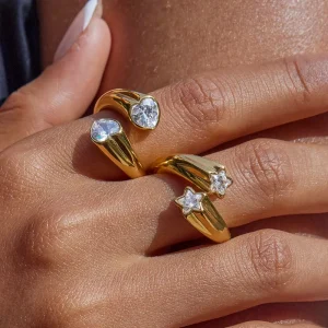 Women’s Fashion Rings European American Style Stainless Steel Titanium Zircon Light Luxury Non-Fading Jewelry