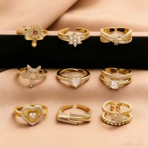 Women’s Fashion Rings Gold Plated Cubic Zirconia Wedding Diamond Ring Dubai Jewelry Main Material Alloy