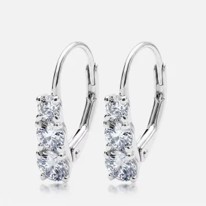 Women’s Fashion S925 Sterling Silver Round Cut Lab Grown Diamond Earrings Studs