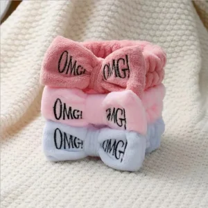 Women’s Fashion Spa Coral Velvet Makeup Cloth Big Bow Headband Face Wash Accessory for Girls