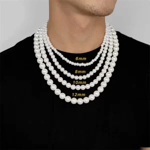 Women’s Fashion White Simulated Shell Pearl Necklace Strand Choker Elegant Pearl Necklaces Jewelry