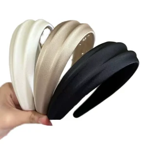 Women’s Fashionable Fancy Design Solid Black Fabric Headband Colorful Hair Fascinator Band