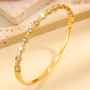Women’s Fashionable Stainless Steel Zircon Simple Bracelet Elegant Fashionable Bangles for Women