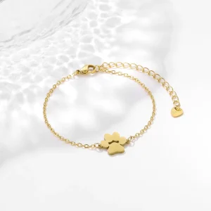 Women’s Fashionable Trendy Cute Lovely Dog Paw Design Stainless Steel Bracelet Accessories for