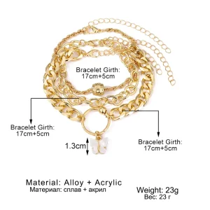 Women’s Four Piece Set Personalized Thread Chain Alloy Bangles