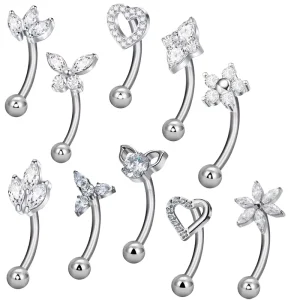 Women’s G23 Titanium Zircon Heart Shape Eyebrow Ring Internal Thread Nose Implantation Daily Wear Piercing Jewelry