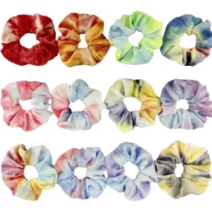 Women’s Girls Satin Scrunchies Elastic Hair Ties with Gradient Color Fashion Hair Accessories