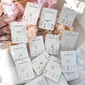 Women’s Gold Plated Christmas Snowflake Flower Butterfly Necklace Set Earrings Choker Jewelry Wedding Parties