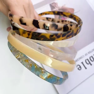 Women’s Hair Accessories Non-Cellulose Headband with Teeth Shower Thin Hairband Acetate Tortoise