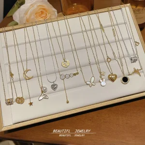 Women’s Heart Zircon Pendant 18K Gold Plated Link Chain Copper Sporty Gift Necklace Micro TG2