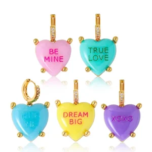 Women’s High end Heart shaped Candy Jelly Color Inlaid Zircon Light Luxury Elegant Iron Electroplated All match Earrings