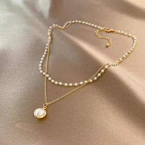 Women’s Imitation Pearl Necklace Round Shape Pendant Necklace From Direct Factory Fancy Jewellery for Ladies