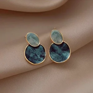 Women’s Irregular Contrast Color Drop Glaze Geometric Simple All Match Commuter Earrings Zinc Alloy Electroplated
