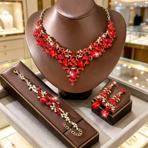 Women’s Jewelry Exaggerated Crystal Pearl Necklace Earring Set Wedding Banquet Party Bride Women’s Jewelry