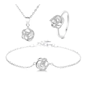 Women’s Jewelry Fashion 925 Silver Flower Type Set Niche Temperament