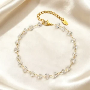 Women’s Jewelry Fashion Gold Plated Stainless Steel Butterfly Shape Summer Beach Irregular Bead Ankle Chain Anklet