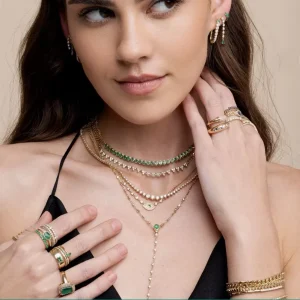 Women’s Jewelry Set with Ring, Earrings, Bracelet, and Necklace, Gold-Plated 5A CZ