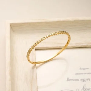 Women’s Jewelry Stainless Steel Bangle Diamond Encrusted Bracelet TGSZ3043
