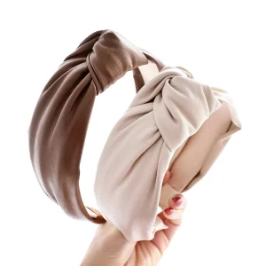 Women’s Leather PU Big Knotted Knot Headband Simple Design Hair Accessories