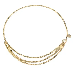 Women’s Luxury Body Jewelry Chain Abdomen Chain Belt Metal Hip Hop Silver Multi Layer Chain Beaded