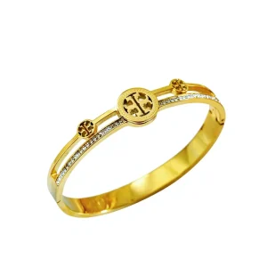 Women’s Luxury Fashion Bracelet 18k Gold Plated Stainless Steel Jewelry Design Elegant Women’s Accessory Bangle