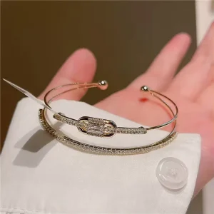 Women’s Luxury Fashion Bracelet with Lock and Nail Design Silvery New Release Fashion Bangles