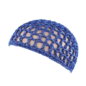 Women’s Mesh Hair Net Crochet Cap Sleeping Night Cover Turban Hat Popular Casual Beanie Chemo Hats Blue Hairnets