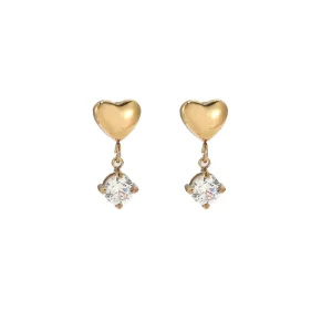 Women’s Minimalist Heart Shape Pendant Earrings Stainless Steel with Zircon Decoration