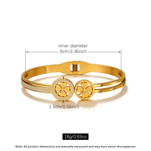 Women’s New Design 18K Gold Plated Stainless Steel Zircon Geometric Classic Bracelet Waterproof Fashion Bangles for Anniversary
