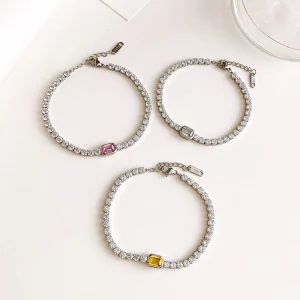 Women’s New Simple Korean Style Square Zircon Bracelet Factory Fashion Charm Bracelets