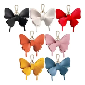 Women’s PU Leather Keychain with Butterfly Charm Mobile Phone Decoration Bag Accessory