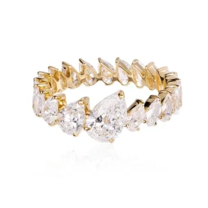 Women’s Pear Cut 18K 9k Pt950 Gold Certified Lab Grown Diamond Ring