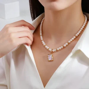 Women’s Pearl Pendant Necklace Tibetan Silver Link Chain Gift Party Wedding Anniversary Manufacturer