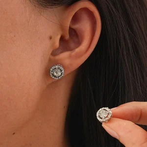 Women’s Personalized European American Style Minimalist Stud Earrings with Crystal and Rhinestone Electroplated Zinc Alloy