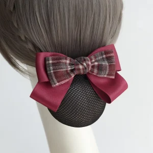 Women’s Professional Bow Hair Net with Flower Design Japan & Korean Style Non Slip Headwear for Nurse Hotel & Flight Attendants