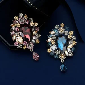 Women’s Retro Crystal Brooch Fashion Flower Pin Exquisite Clothes Accessories