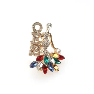 Women’s Rhinestone Brooch Pin Alloy Plating for Wedding