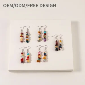 Women’s Silvery Plating Alloy Earrings Various Natural Gemstone Gravel Trendy Charm Crystal Pearl Trendy Pearl