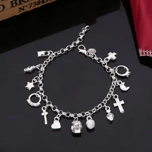 Women’s Simple Fashion Bracelet with Charms Multi-Element Jewelry Elegant Bangle Trendy Bracelet Accessories for Gift