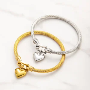 Women’s Simple Wristband 18K Oval Hook Stainless Steel Horseshoe Hook Bracelet