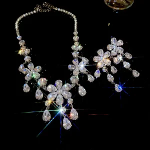 Women’s Stainless Steel 18K Gold Plated Jewelry Set Pendant Necklace Earrings Accessories Wedding Gifts