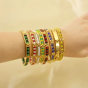 Women’s Stainless Steel Bead Bracelet Gold Titanium Steel