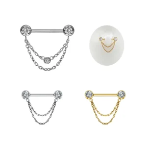 Women’s Stainless Steel Body Jewelry Dangle Nipple Barbell Rings Floral Pattern Fashion Nose Piercing Nipple Piercing Religious