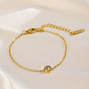 Women’s Stainless Steel Chain Bracelet Gold Designs Rhinestone Jewelry Featuring Zircon Fashionable Personality Style for Girls