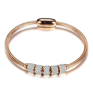 Women’s Stainless Steel Charm Bracelets Colorful Plated Bangle Fashion Jewelry Gift for Anniversary