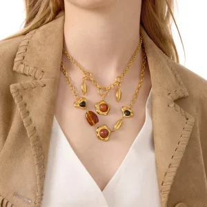 Women’s Stainless Steel Necklace Light Resin Accessories Fashion Pendant Necklaces