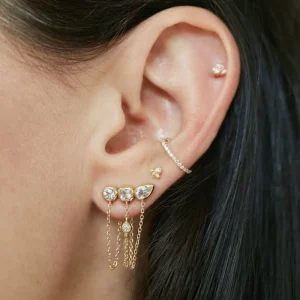 Women’s Stainless Steel Zircon Chain Tassel Earrings Anniversary Gifts for Women